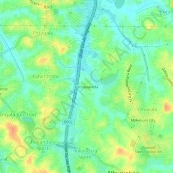 Patiniyawatta topographic map, elevation, terrain