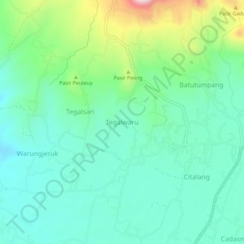 Tegalwaru topographic map, elevation, terrain