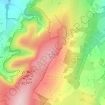 The Paddock topographic map, elevation, terrain