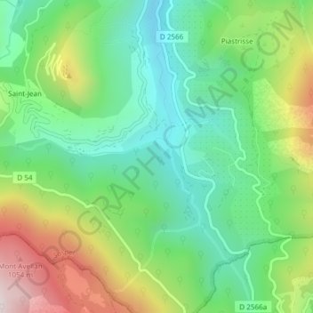 Aïgas topographic map, elevation, terrain