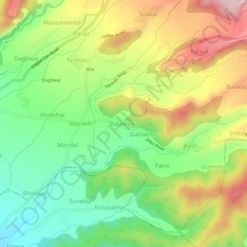 Barakhola topographic map, elevation, terrain