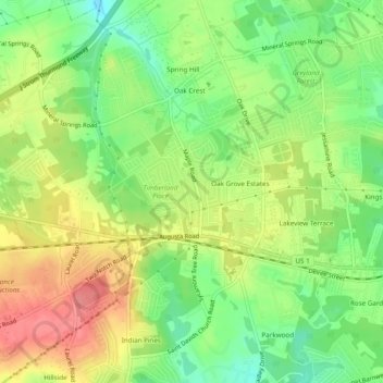 Peachtree Acres topographic map, elevation, terrain