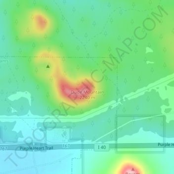 Dude Mountain topographic map, elevation, terrain
