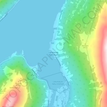 Lakselvbukt - Moskaluokta topographic map, elevation, terrain