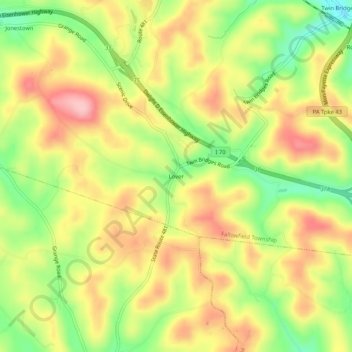 Lover topographic map, elevation, terrain