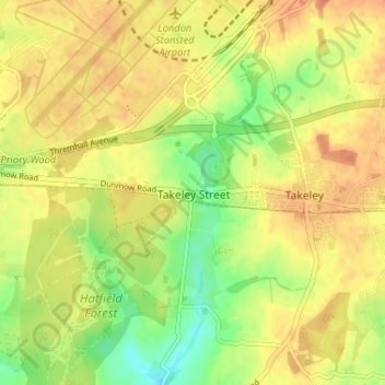 Takeley Street topographic map, elevation, terrain
