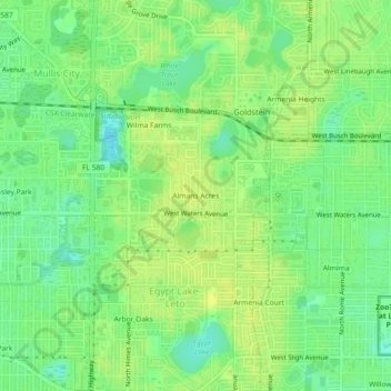 Almans Acres topographic map, elevation, terrain