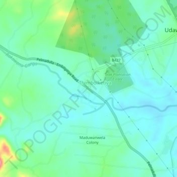 Udawalawe Junction topographic map, elevation, terrain