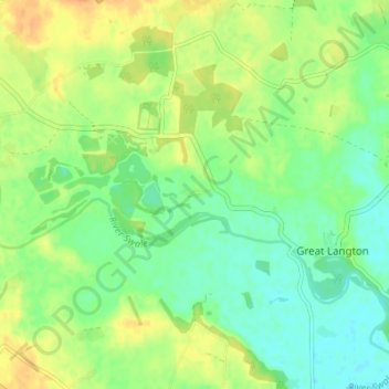 Kiplin topographic map, elevation, terrain