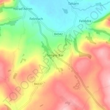 Temple Bar topographic map, elevation, terrain