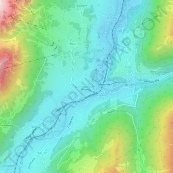 Schwanden topographic map, elevation, terrain