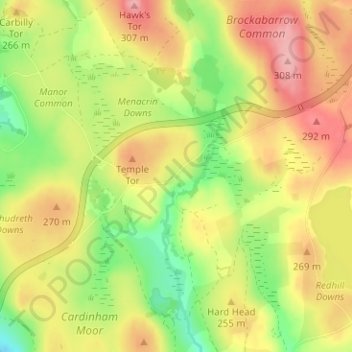 Temple topographic map, elevation, terrain