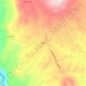 Salen topographic map, elevation, terrain