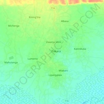 Ifakara topographic map, elevation, terrain