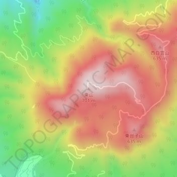 東山 topographic map, elevation, terrain