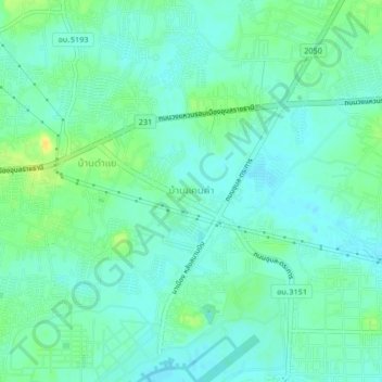 Ban Khaen Kham topographic map, elevation, terrain