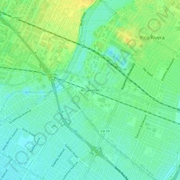 McCampbell topographic map, elevation, terrain