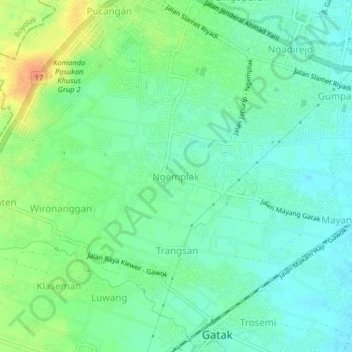 Ngemplak topographic map, elevation, terrain