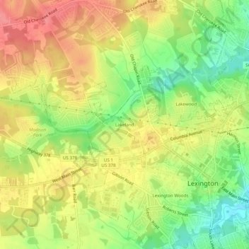 Lakeland topographic map, elevation, terrain