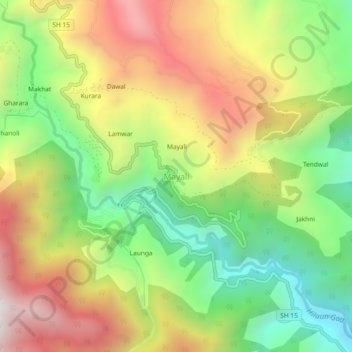 Mayali topographic map, elevation, terrain