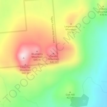 Carson Mountain topographic map, elevation, terrain