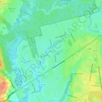 Woodlawn topographic map, elevation, terrain