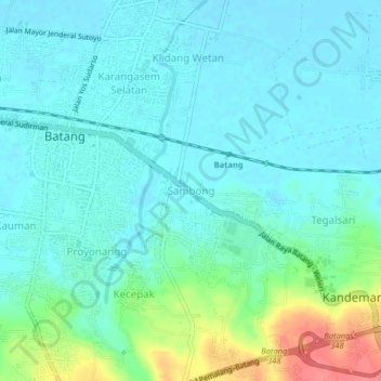 Sambong topographic map, elevation, terrain