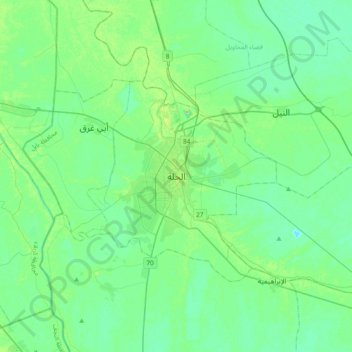Al Hillah topographic map, elevation, terrain
