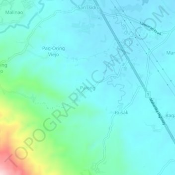 Palong topographic map, elevation, terrain