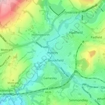 Woolley topographic map, elevation, terrain