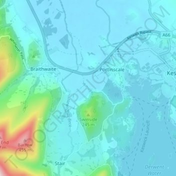 Ullock topographic map, elevation, terrain