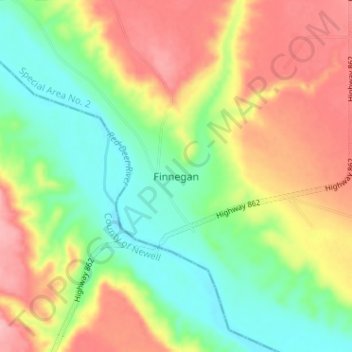 Finnegan topographic map, elevation, terrain