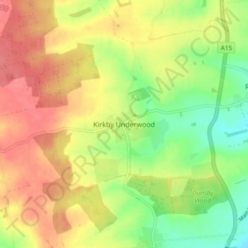Kirkby Underwood topographic map, elevation, terrain