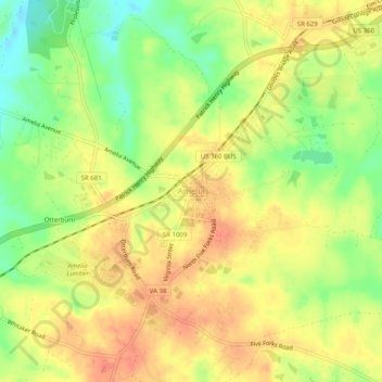 Amelia topographic map, elevation, terrain