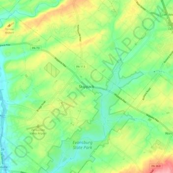 Skippack topographic map, elevation, terrain