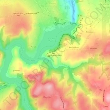 La Goutte Fronde topographic map, elevation, terrain