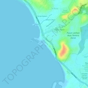 Cahaya Negeri Beach topographic map, elevation, terrain