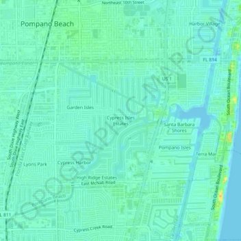 Cypress Isles Estates topographic map, elevation, terrain