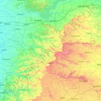 The Dāngs topographic map, elevation, terrain