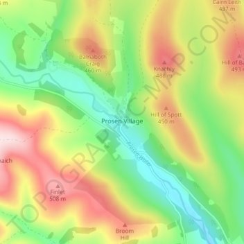 Prosen Village topographic map, elevation, terrain