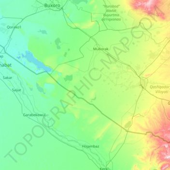 Mirishkor tumani topographic map, elevation, terrain