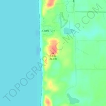 Baldy topographic map, elevation, terrain