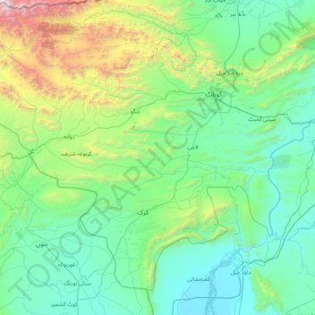 Kohāt District topographic map, elevation, terrain