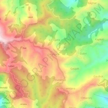 Lamgara topographic map, elevation, terrain