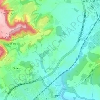 Steep Marsh topographic map, elevation, terrain