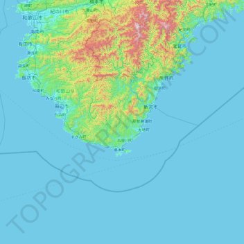 Higashimuro County topographic map, elevation, terrain