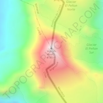 Volcán Azufre topographic map, elevation, terrain