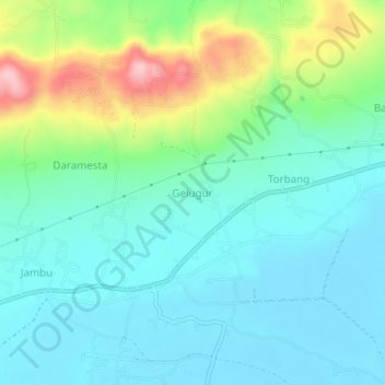 Gelugur topographic map, elevation, terrain