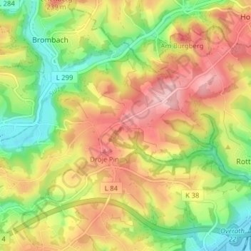 Hufenstuhl topographic map, elevation, terrain