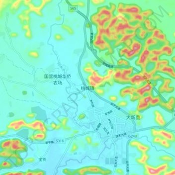 桃城镇 topographic map, elevation, terrain